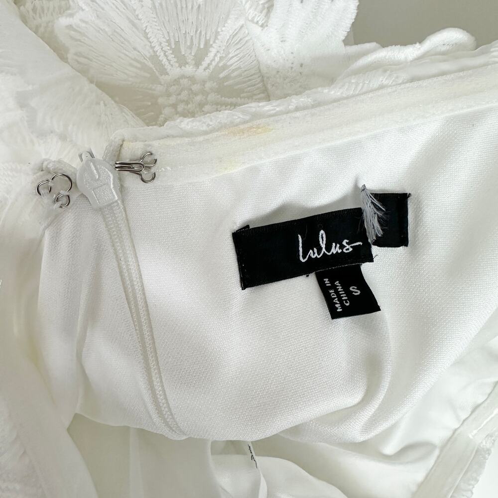 Lulu's White Strapless Midi Dress with Floral Appliqué - Picture 7 of 11